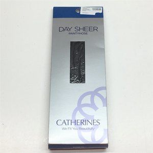 Catherines Pantyhose Day Sheer Hosiery Ribbed Panty Off Black Plus Size E